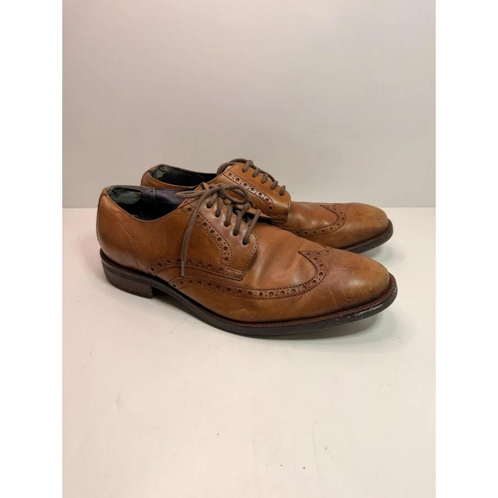 Cole Haan Brown Leather Wingtip Oxfords Men's Size 8.5 Dress Shoes